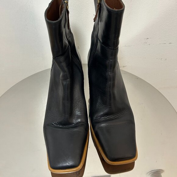 Alohas West Vintage Black Leather Ankle Boots - Picture 5 of 6